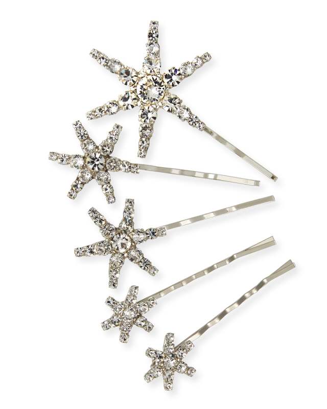 Vespera Crystal Embellished Bobby Pins, Set of 5